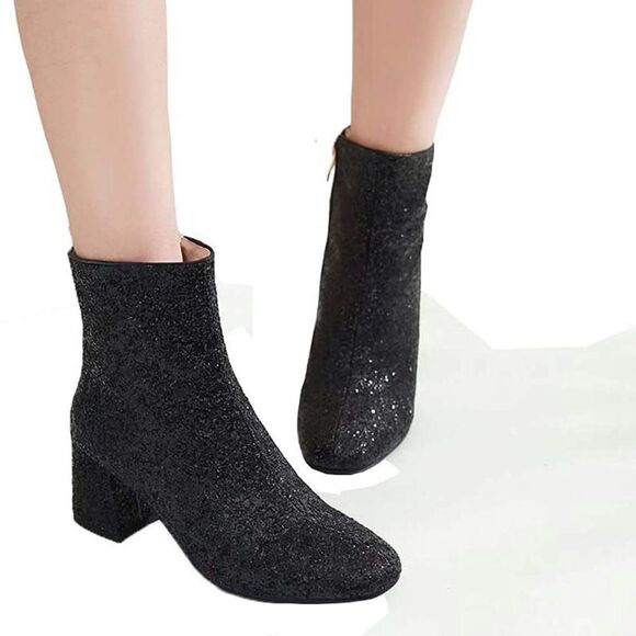 NWT Wool + Pepper Co. Glitter Heeled Booties - Picture 4 of 11